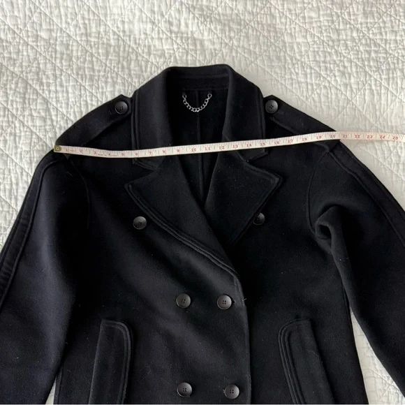 100 % Wool Dark Navy Double-Breasted Women's Trench Coat - Picture 11 of 16